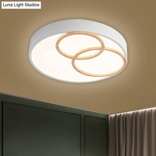 Nordic Flush Ceiling Light | Grey/White Rounded 14’/18’/21.5’ Width Led Metallic Fixture