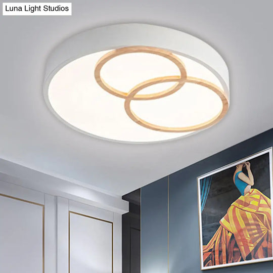 Nordic Flush Ceiling Light | Grey/White Rounded 14’/18’/21.5’ Width Led Metallic Fixture