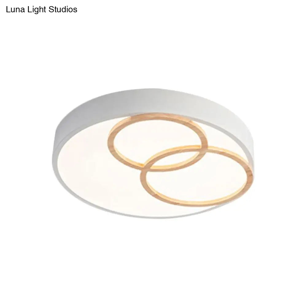 Nordic Flush Ceiling Light | Grey/White Rounded 14’/18’/21.5’ Width Led Metallic Fixture