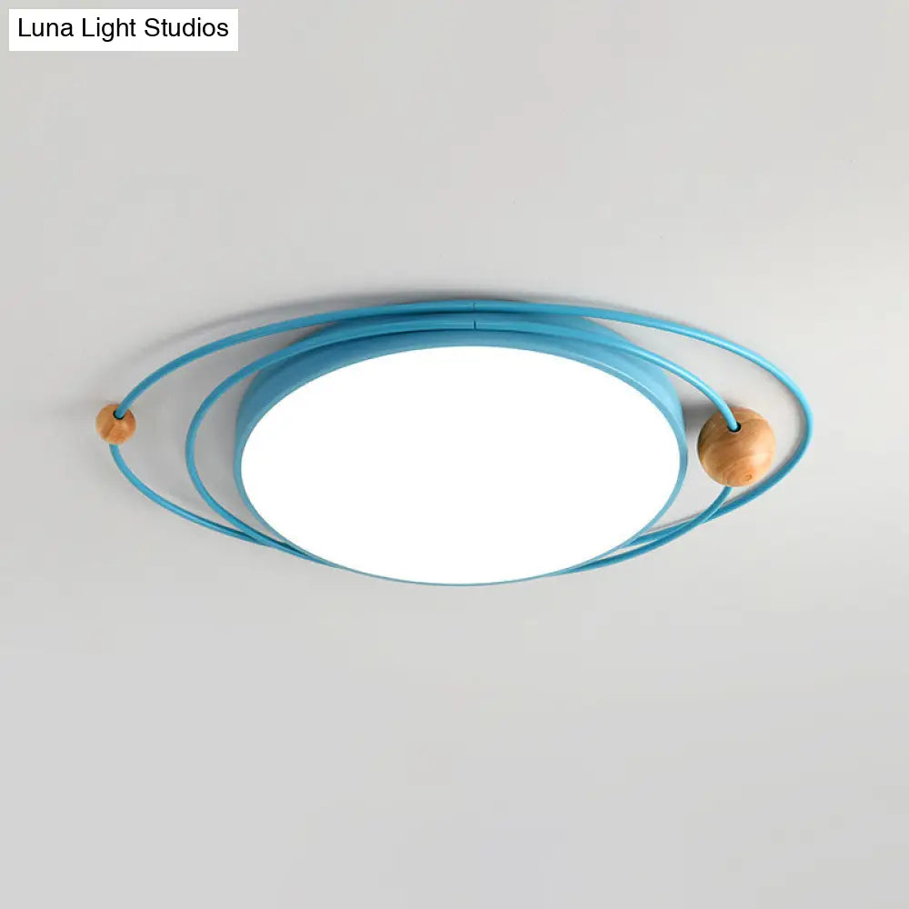 Nordic Flush-Mount Led Ceiling Lamp For Kids Bedroom Blue / 12.5 Warm