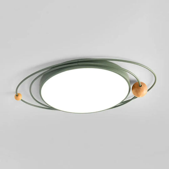 Nordic Flush - Mount Led Ceiling Lamp For Kids Bedroom Green / 12.5’ Warm