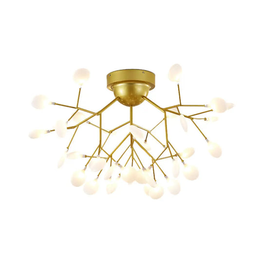 Nordic Flush Mount Led Ceiling Light In Brass For Living Room With Heracleum Metal Fixture 36 /