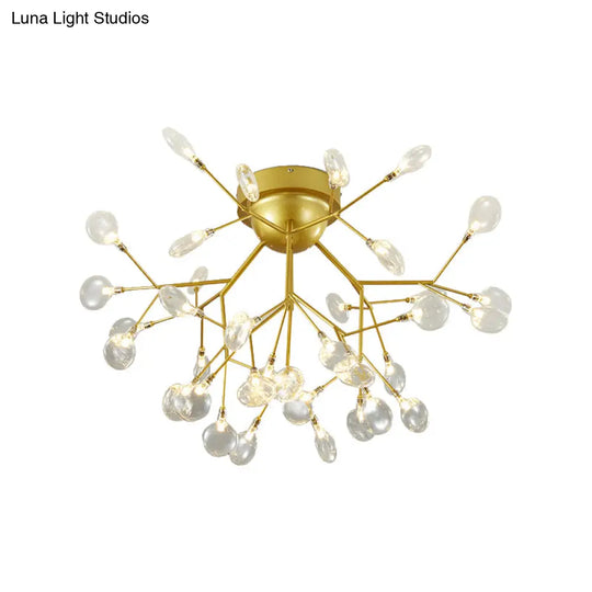 Nordic Flush Mount Led Ceiling Light In Brass For Living Room With Heracleum Metal Fixture