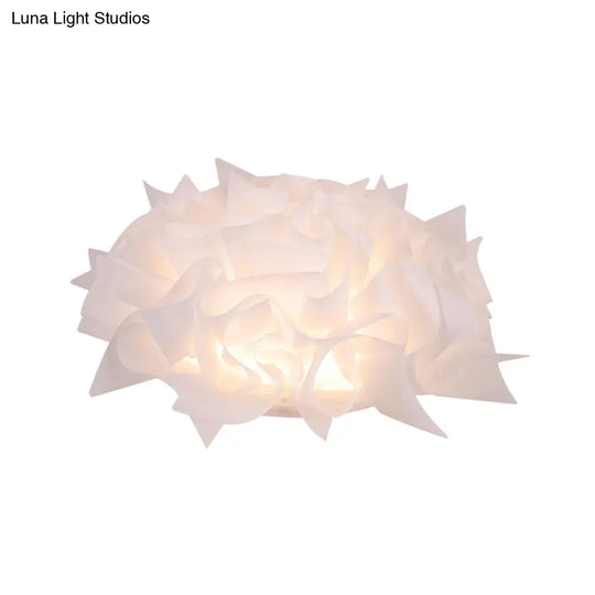 Nordic Flush Mount Led Light With Twist Acrylic Shade For Bedroom In White/Brown - 3 Gear Ceiling