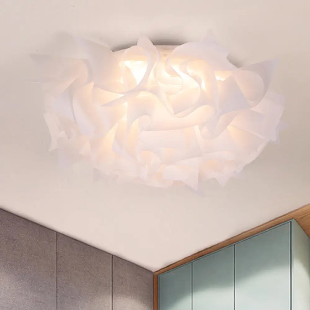 Nordic Flush Mount Led Light With Twist Acrylic Shade For Bedroom In White/Brown - 3 Gear Ceiling
