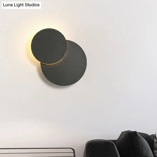 Nordic Flush Mount Led Wall Light In Black/White With Adjustable Disk And Warm/White