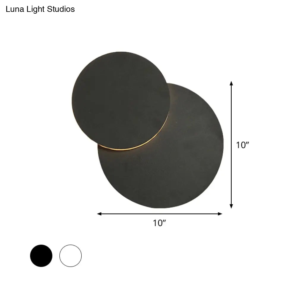 Nordic Flush Mount Led Wall Light In Black/White With Adjustable Disk And Warm/White