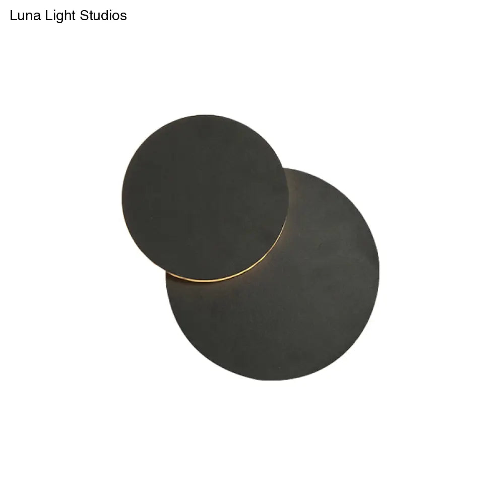 Nordic Flush Mount Led Wall Light In Black/White With Adjustable Disk And Warm/White