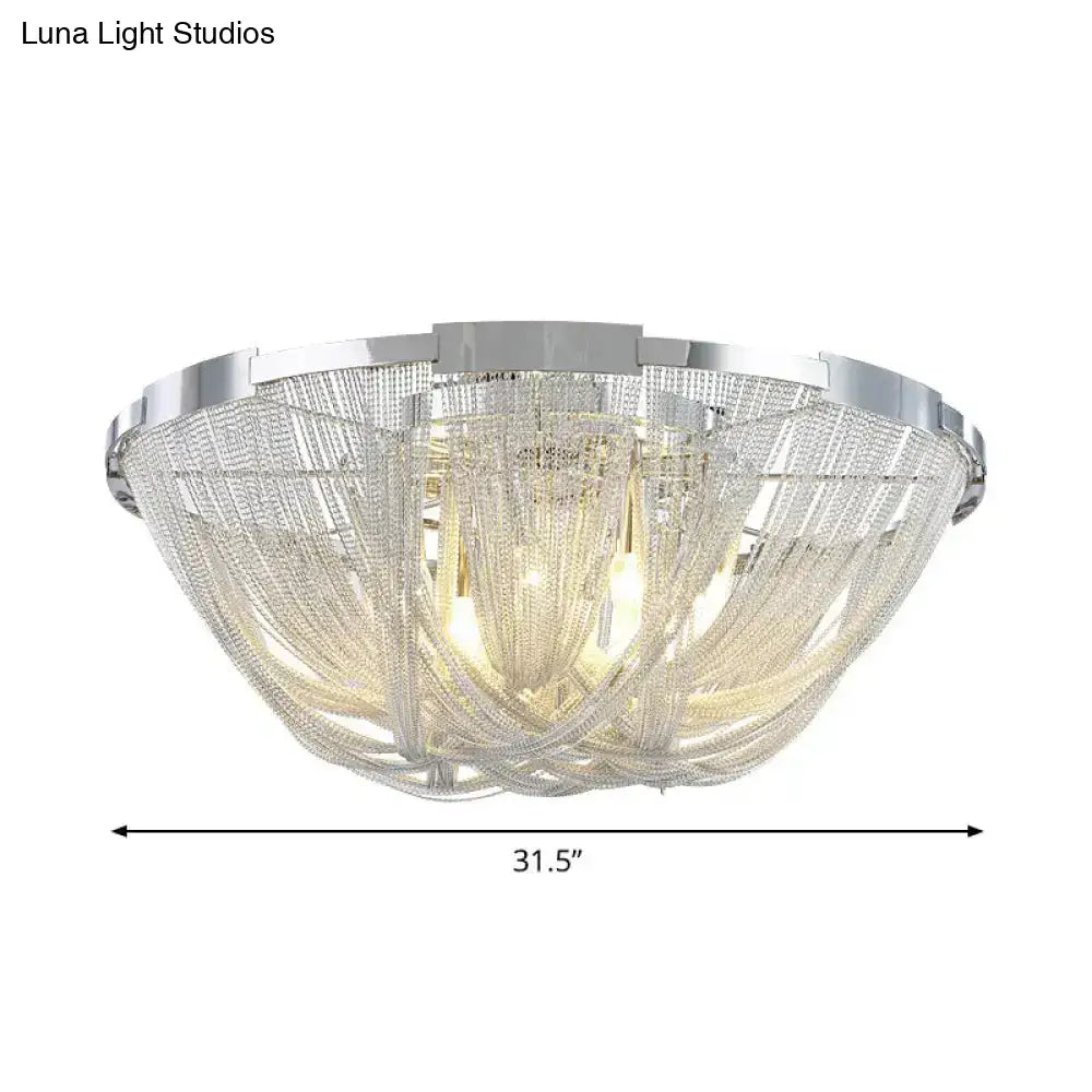 Nordic Flush Mount Silver Aluminum Ceiling Light For Living Room