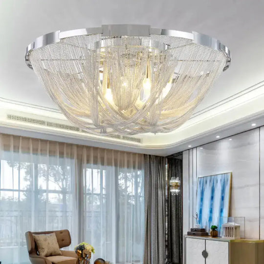 Nordic Flush Mount Silver Aluminum Ceiling Light For Living Room / 23.5’