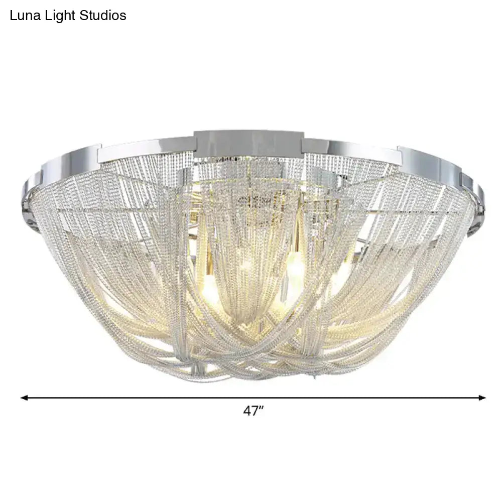 Nordic Flush Mount Silver Aluminum Ceiling Light For Living Room