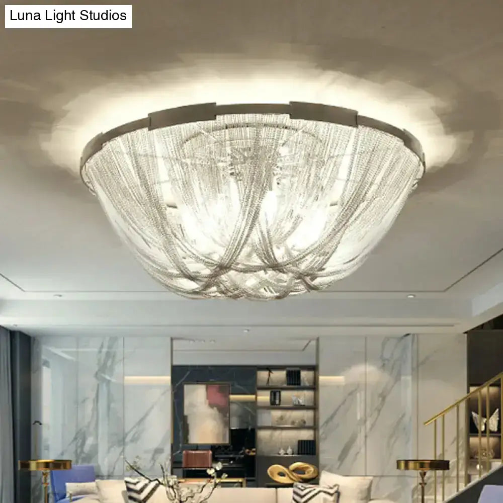 Nordic Flush Mount Silver Aluminum Ceiling Light For Living Room