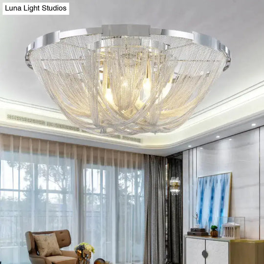 Nordic Flush Mount Silver Aluminum Ceiling Light For Living Room