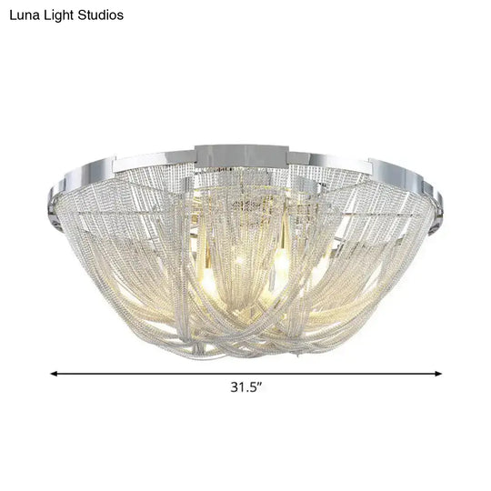 Nordic Flush Mount Silver Aluminum Ceiling Light For Living Room