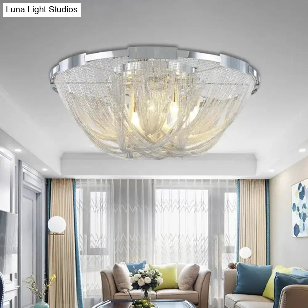 Nordic Flush Mount Silver Aluminum Ceiling Light For Living Room