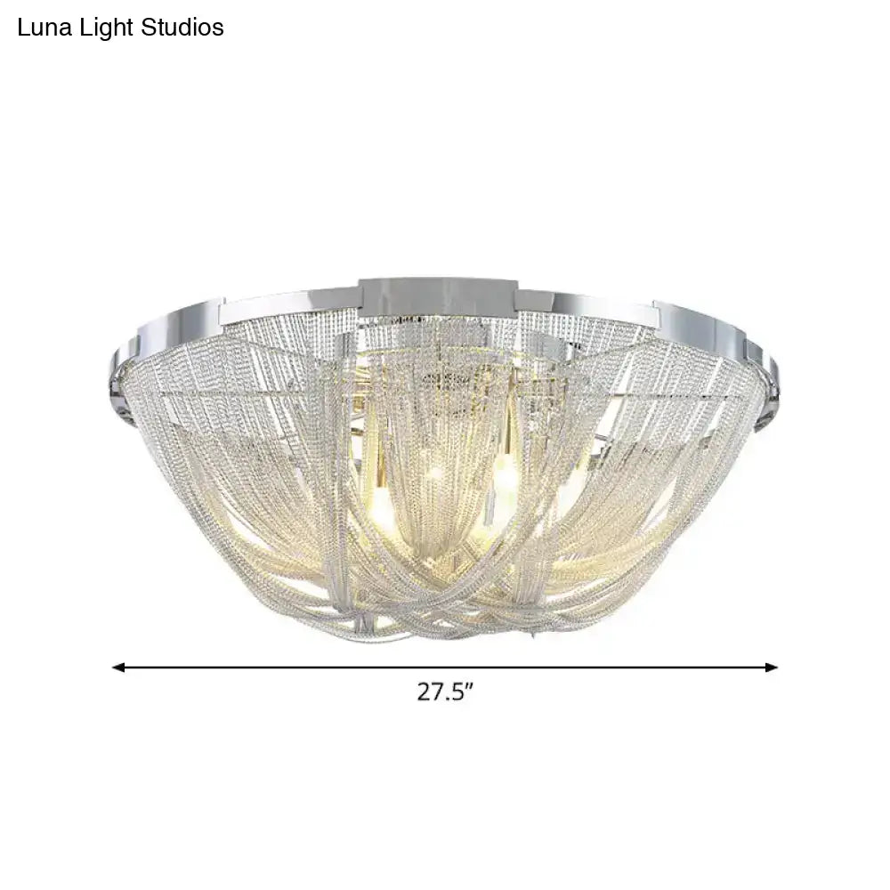 Nordic Flush Mount Silver Aluminum Ceiling Light For Living Room