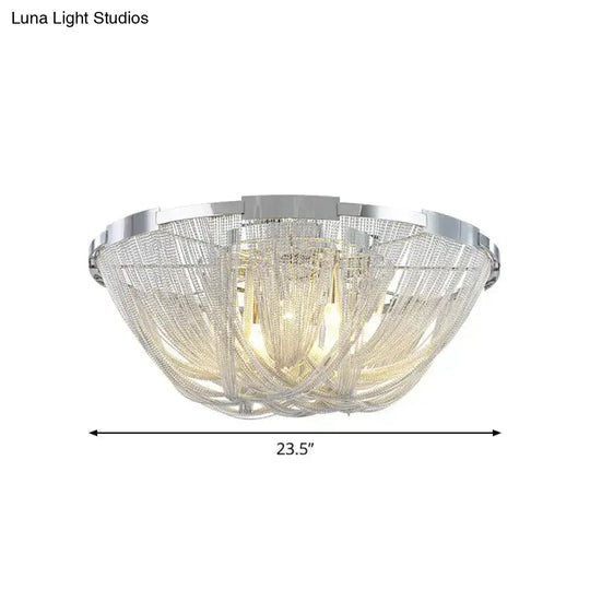 Nordic Flush Mount Silver Aluminum Ceiling Light For Living Room