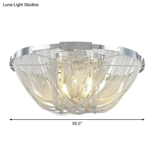 Nordic Flush Mount Silver Aluminum Ceiling Light For Living Room