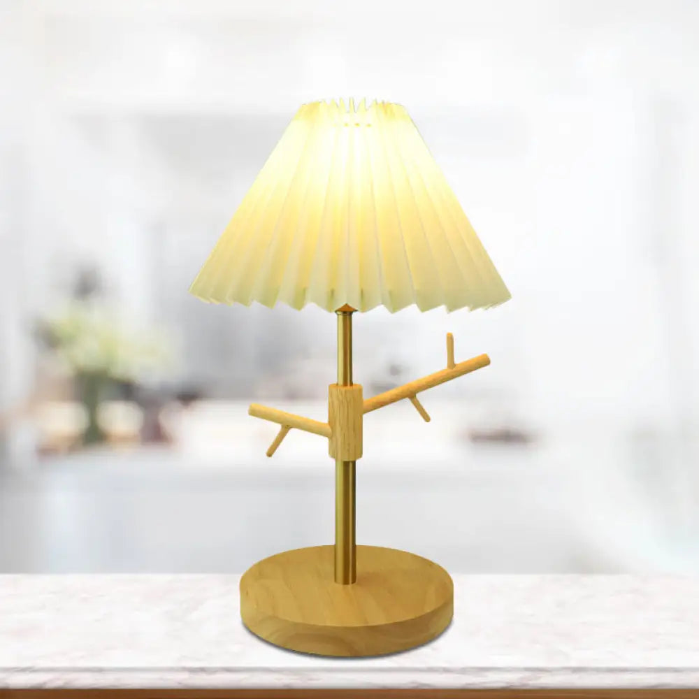 Nordic Folded Night Table Lamp: Modern Desk Light With Ornament Rack In White/Red/Yellow White