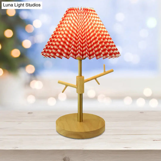 Nordic Folded Night Table Lamp: Modern Desk Light With Ornament Rack In White/Red/Yellow