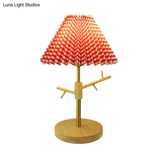 Nordic Folded Night Table Lamp: Modern Desk Light With Ornament Rack In White/Red/Yellow