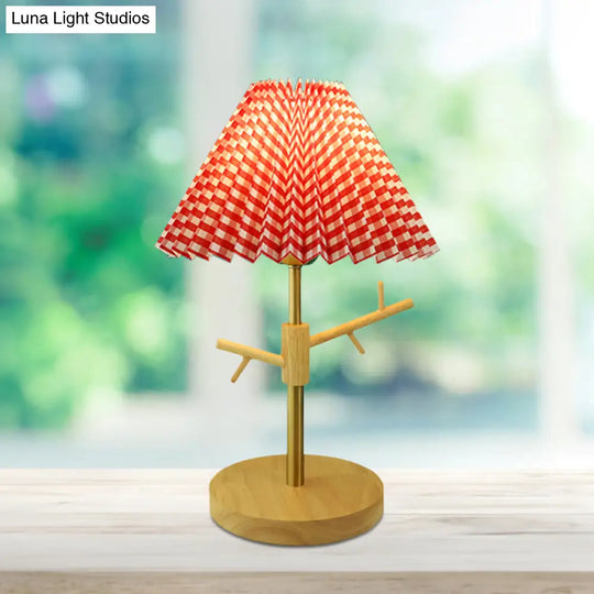 Nordic Folded Night Table Lamp: Modern Desk Light With Ornament Rack In White/Red/Yellow