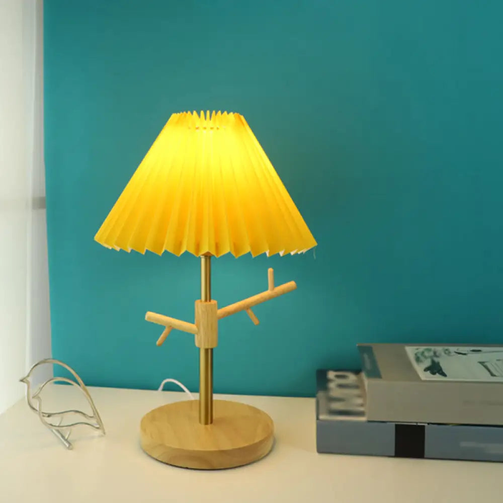 Nordic Folded Night Table Lamp: Modern Desk Light With Ornament Rack In White/Red/Yellow Yellow