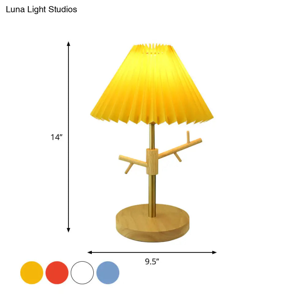 Nordic Folded Night Table Lamp: Modern Desk Light With Ornament Rack In White/Red/Yellow