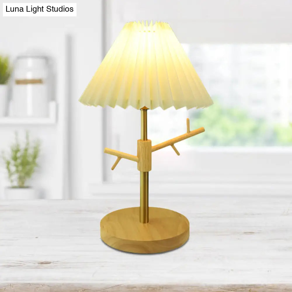 Nordic Folded Night Table Lamp: Modern Desk Light With Ornament Rack In White/Red/Yellow