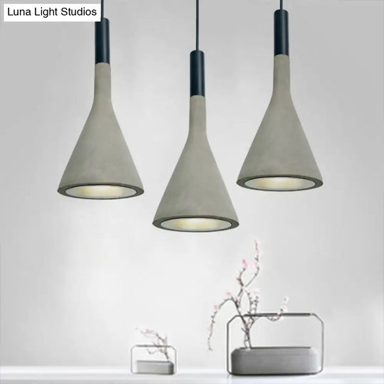 Nordic Funnel Shaped Hanging Lamp In Black & Grey - 1-Light Cement Ceiling Pendant