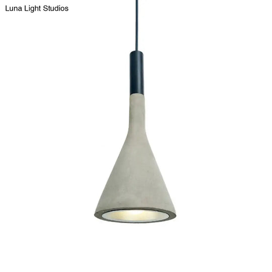 Nordic Funnel Shaped Hanging Lamp In Black & Grey - 1-Light Cement Ceiling Pendant