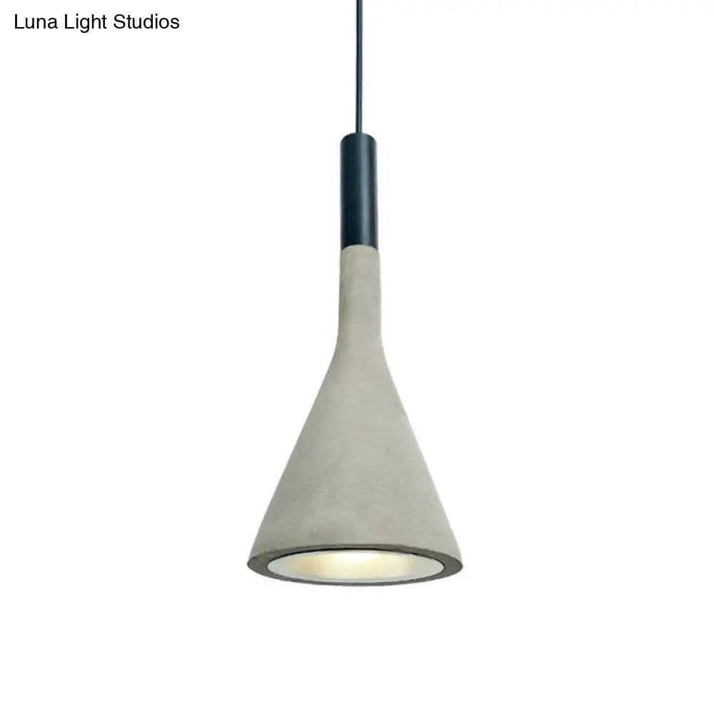 Nordic Funnel-Shaped Hanging Lamp - 1-Light Cement Pendant Light In Black/Grey