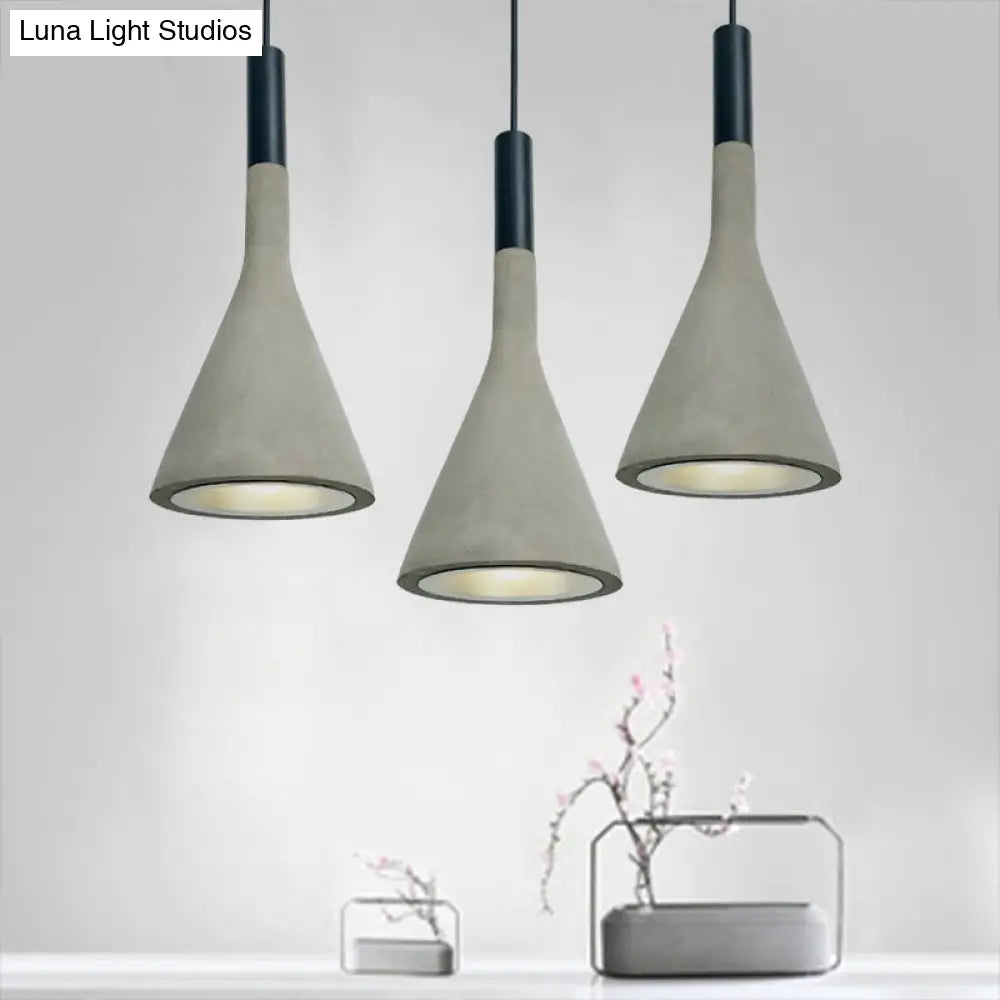 Nordic Funnel-Shaped Hanging Lamp - 1-Light Cement Pendant Light In Black/Grey