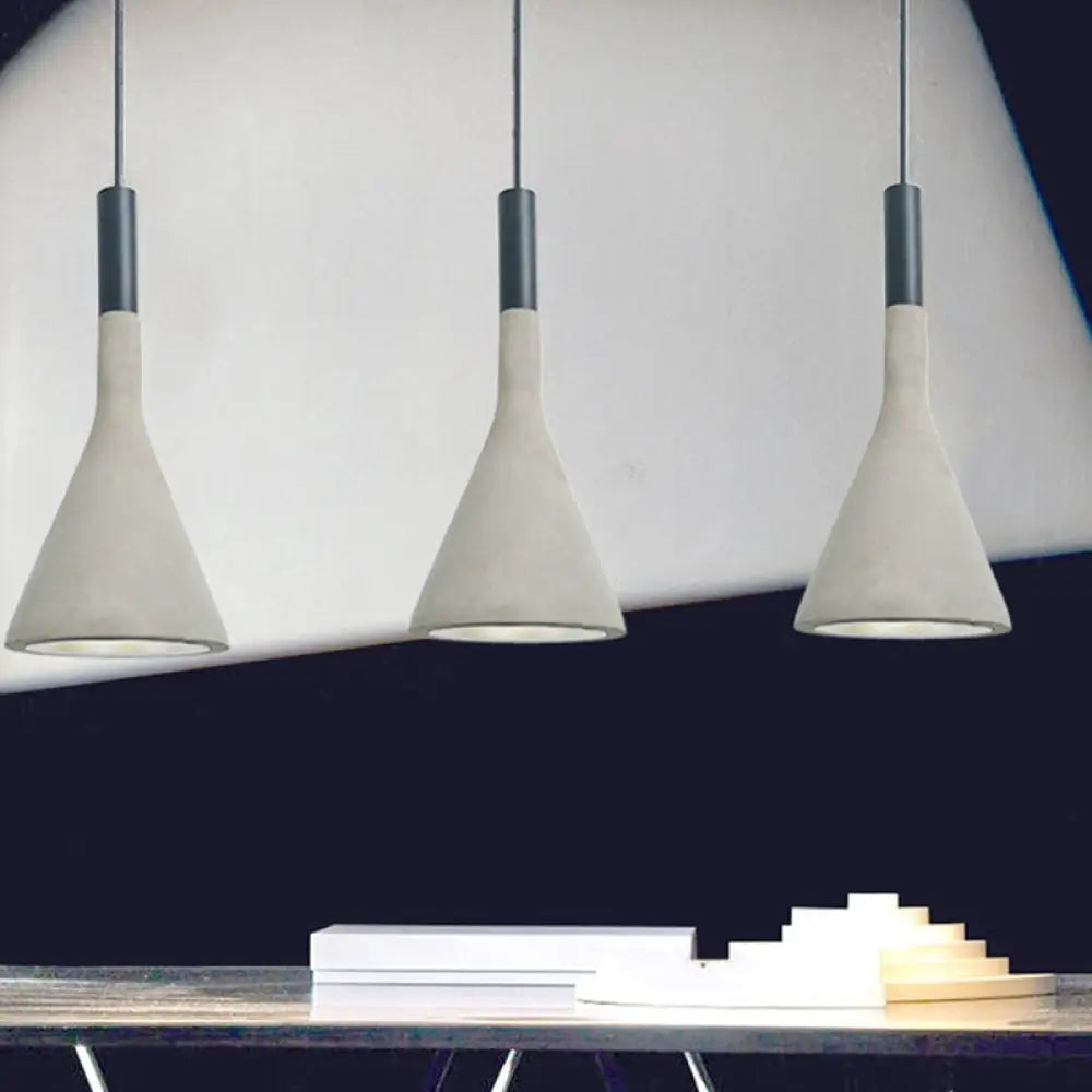 Nordic Funnel-Shaped Hanging Lamp - 1-Light Cement Pendant Light In Black/Grey Grey
