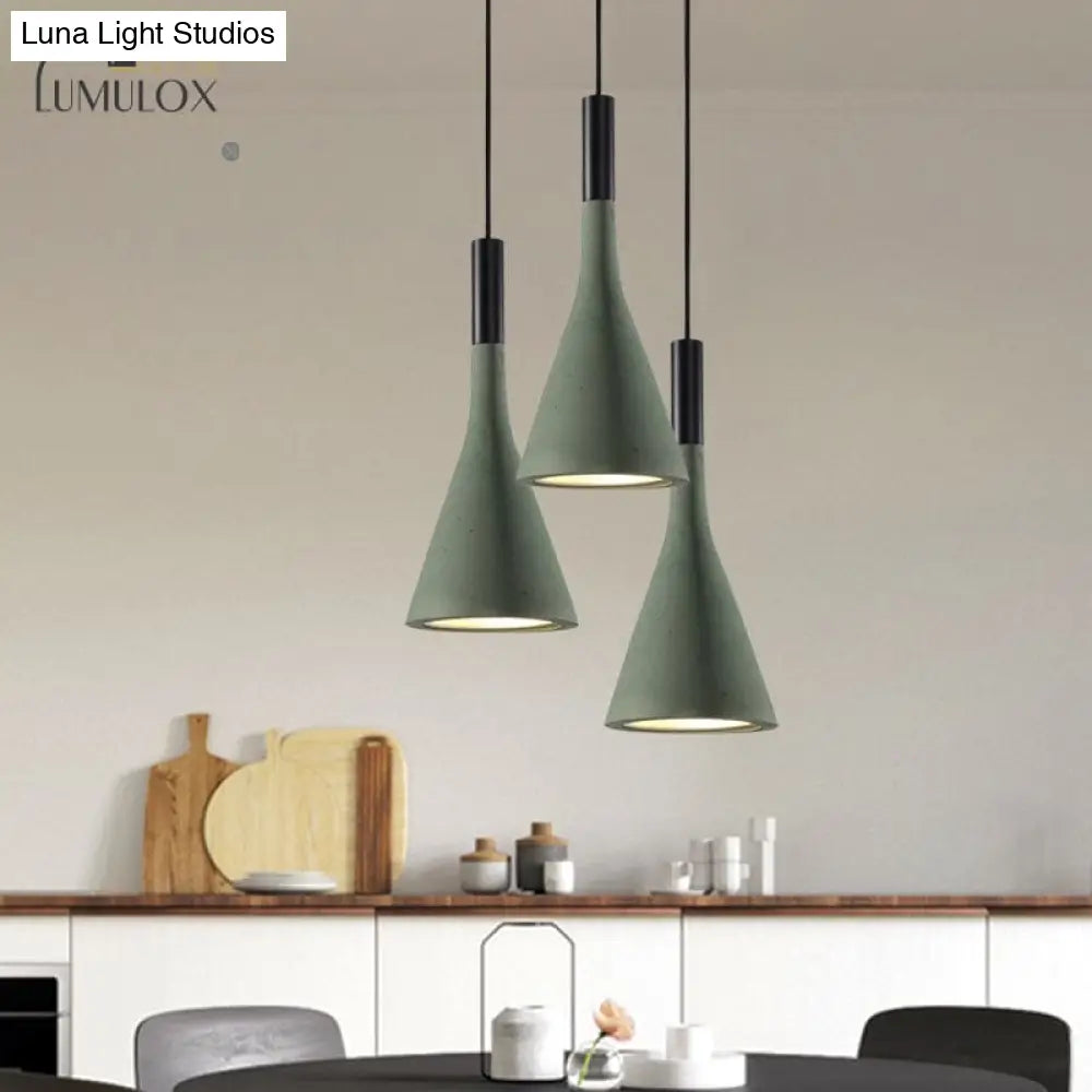 Nordic Funnel Style Pendant Light In Cement For Dining Room Bed Side Lighting