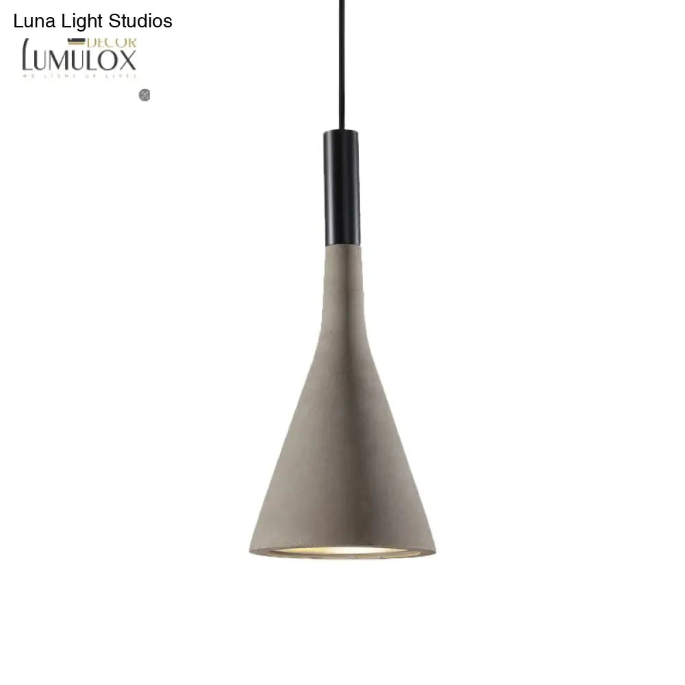 Nordic Funnel Style Pendant Light In Cement For Dining Room Bed Side Lighting