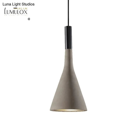 Nordic Funnel Style Pendant Light In Cement For Dining Room Bed Side Lighting