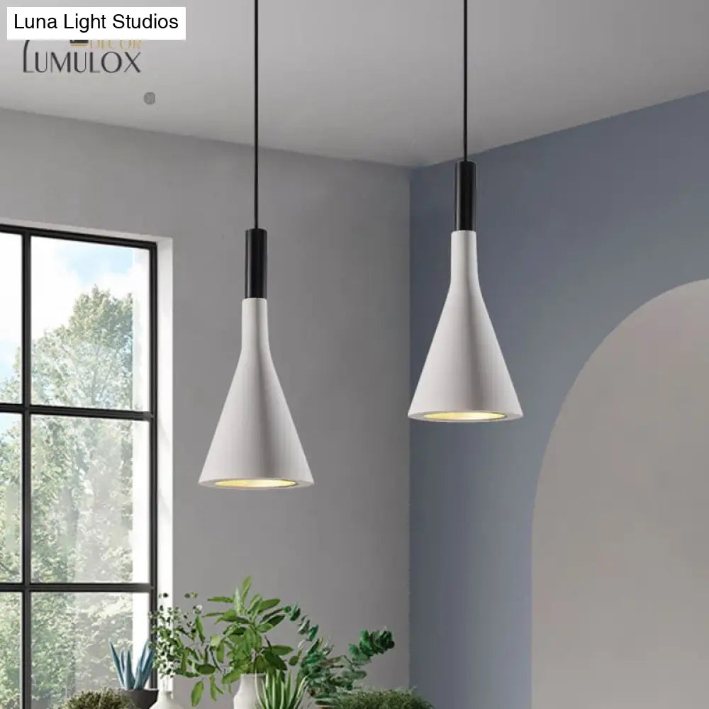 Nordic Funnel Style Pendant Light In Cement For Dining Room Bed Side Lighting