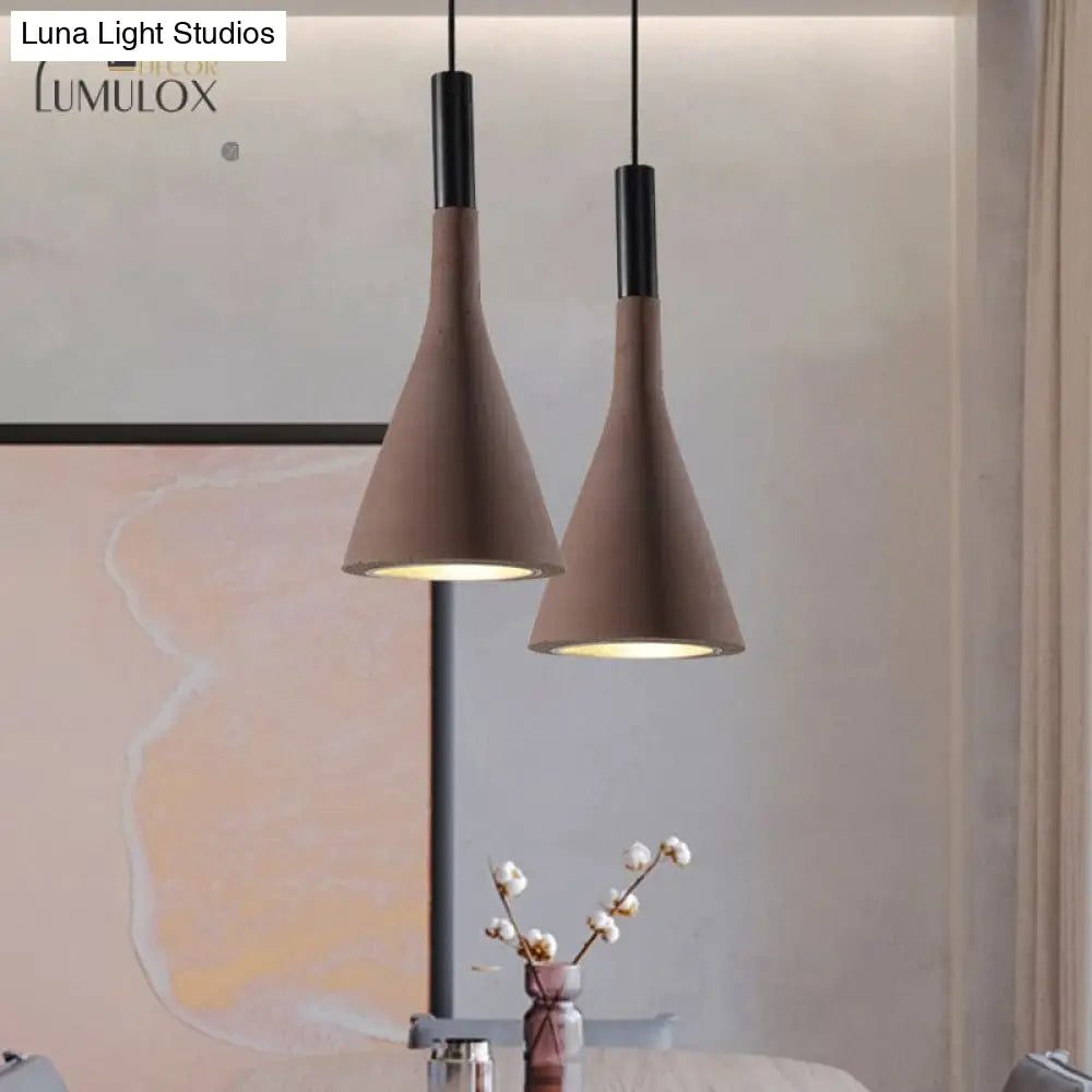 Nordic Funnel Style Pendant Light In Cement For Dining Room Bed Side Lighting