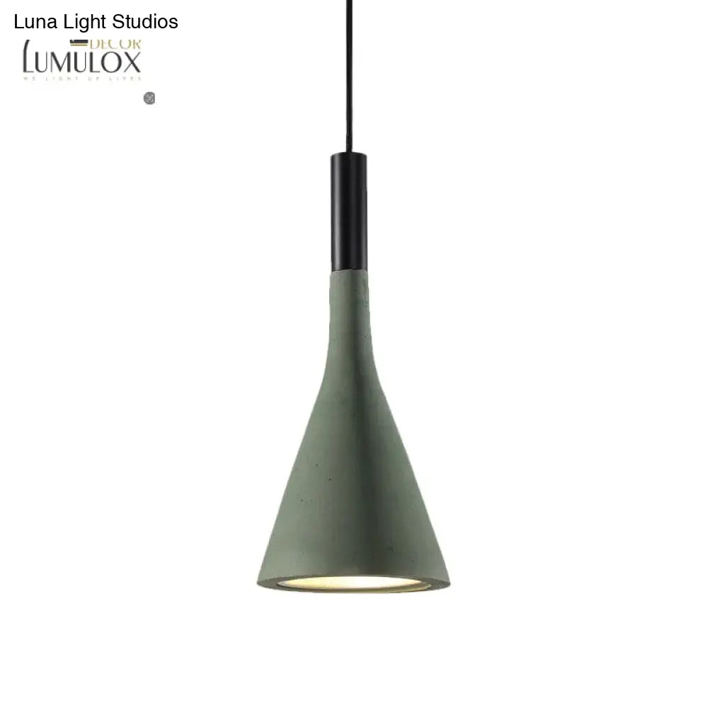 Nordic Funnel Style Pendant Light In Cement For Dining Room Bed Side Lighting