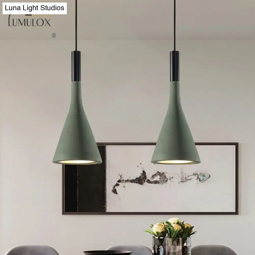 Nordic Funnel Style Pendant Light In Cement For Dining Room Bed Side Lighting