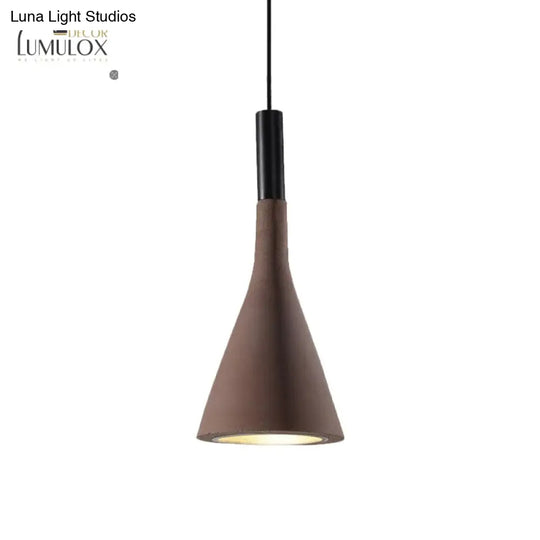 Nordic Funnel Style Pendant Light In Cement For Dining Room Bed Side Lighting