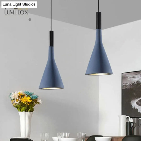 Nordic Funnel Style Pendant Light In Cement For Dining Room Bed Side Lighting