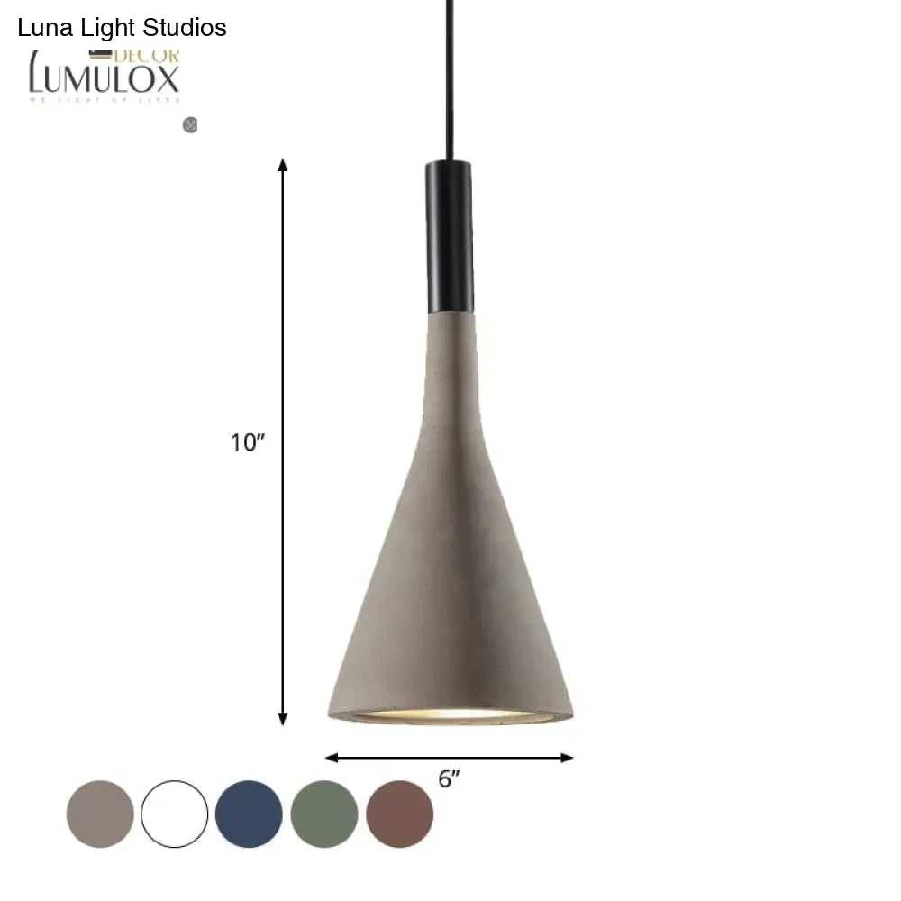 Nordic Funnel Style Pendant Light In Cement For Dining Room Bed Side Lighting