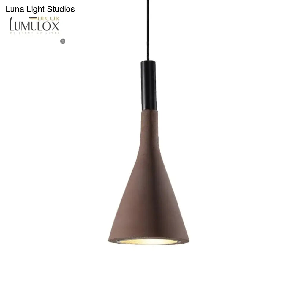 Nordic Funnel Style Pendant Light In Cement For Dining Room Bed Side Lighting