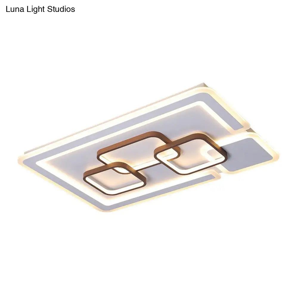 Nordic Geometric Led Flush Mount Acrylic Ceiling Light In Coffee For Living Room