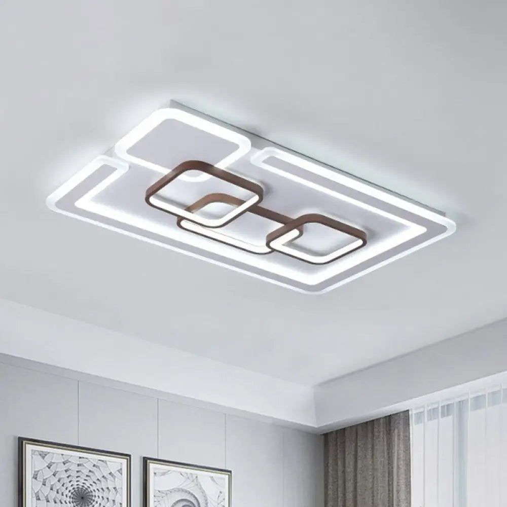 Nordic Geometric Led Flush Mount Acrylic Ceiling Light In Coffee For Living Room / 23.5 White