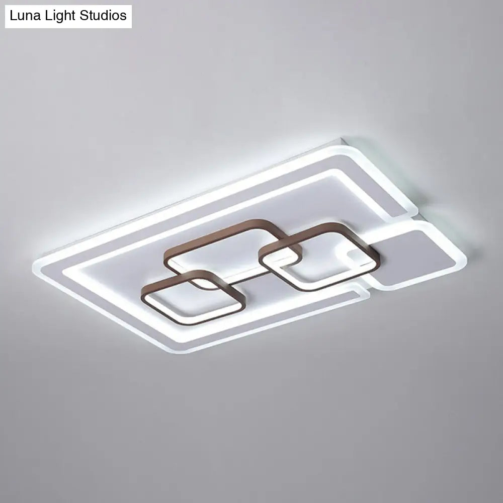 Nordic Geometric Led Flush Mount Acrylic Ceiling Light In Coffee For Living Room