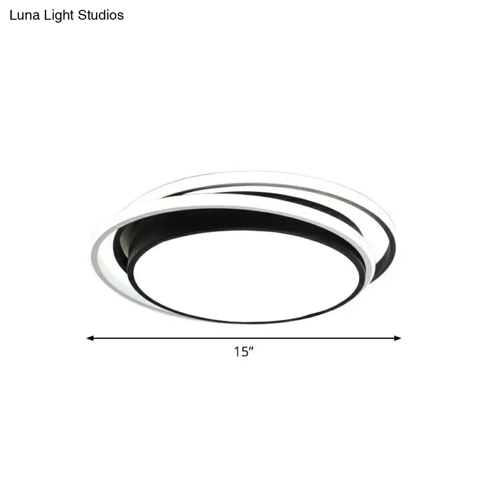 Nordic Geometric Led Flush Mount Ceiling Light With Acrylic Shade For Bedroom Black / White Round