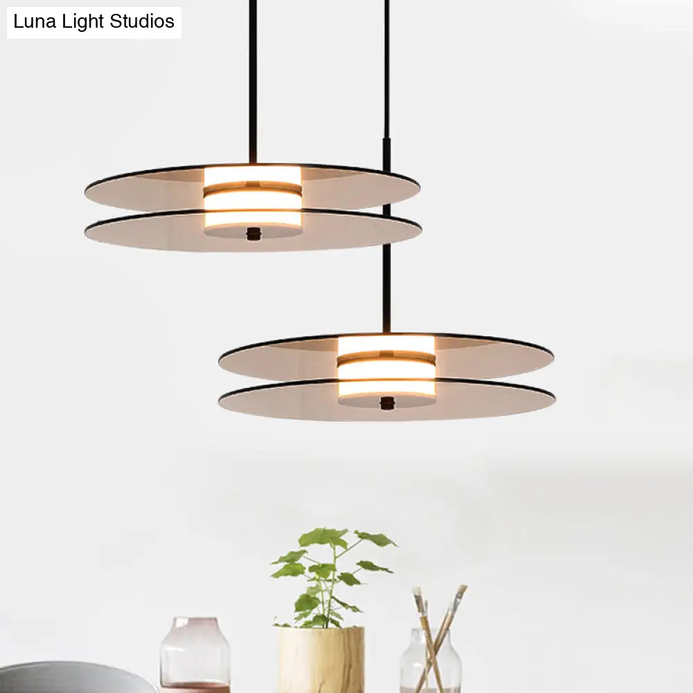 Nordic Glass Disc Pendant Light For Dining Room - Tan 1